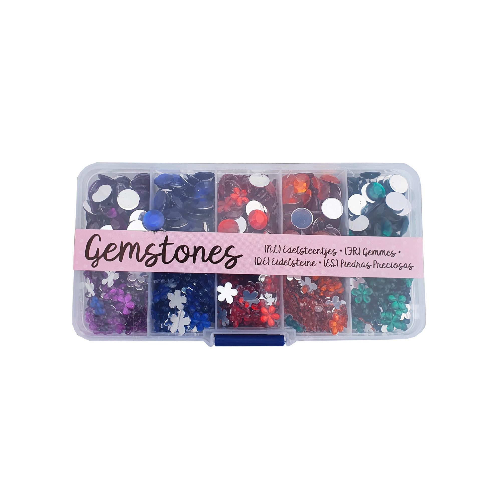 Set pietre pretioase, Craft Sensations, forme rotunde si floricele, din plastic, 55 g