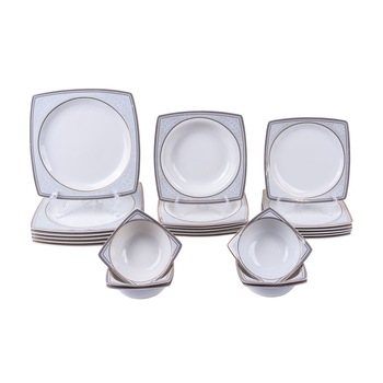 Serviciu de masa 24 pcs portelan patrat Belgrad Platinum Serviciu de masa 24 pcs portelan patrat Belgrad Platinum