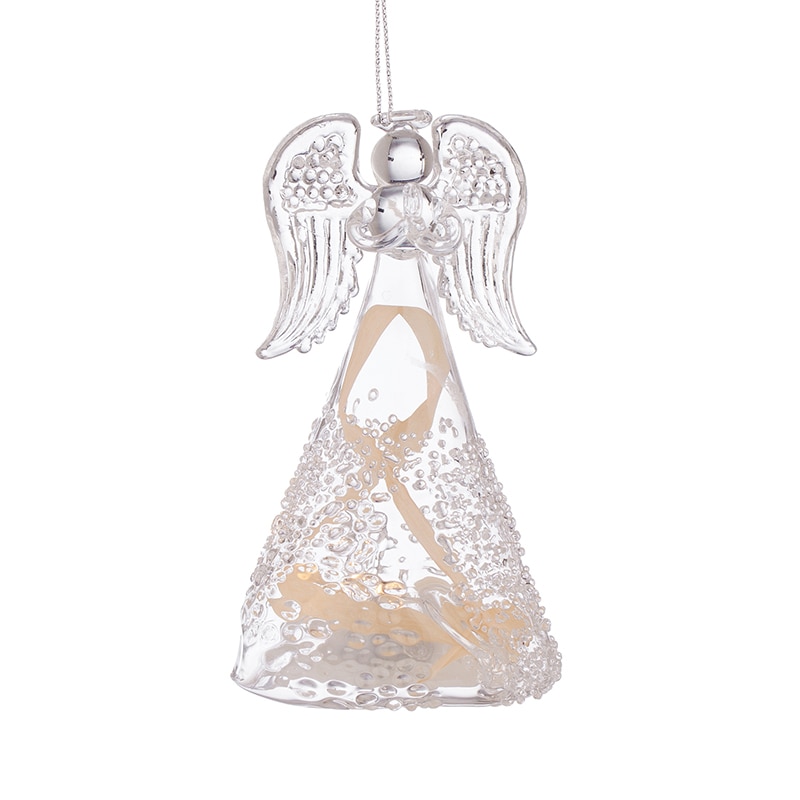 Glob transparent, model inger cu decor auriu, YA66, Sticla, 11cm