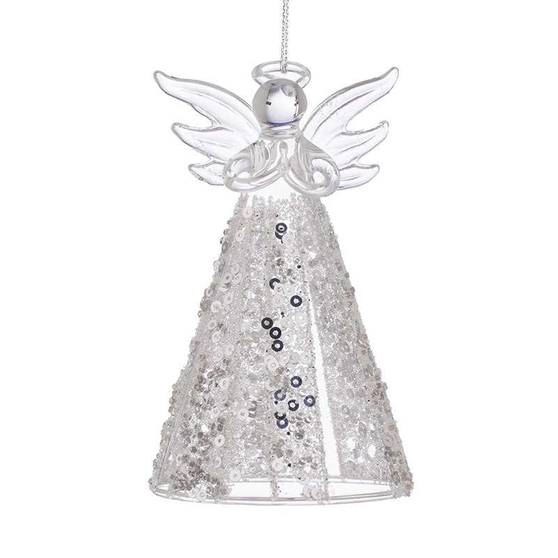 Glob transparent, model inger cu paiete, YA67, Sticla, 11cm