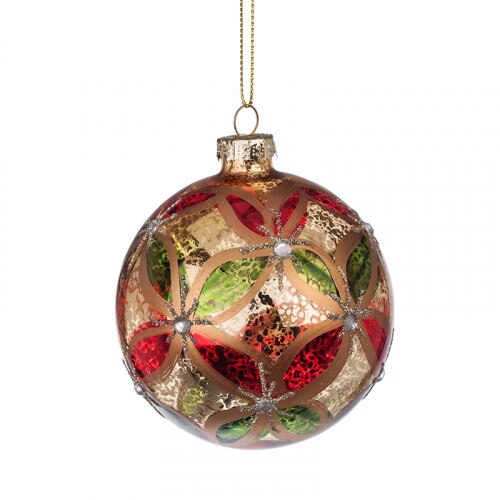 Glob multicolor cu decor cristale, YA76, Sticla, 8 cm