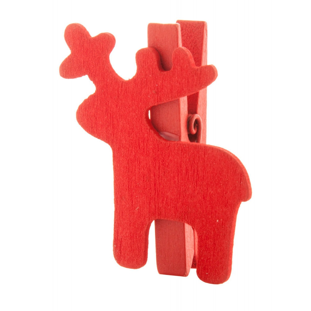 Clips cu design de Craciun, Ren, Andre Philippe by AleXer, 20SEP0580, Lemn, Rosu, 2 bastonase gonflabile incluse