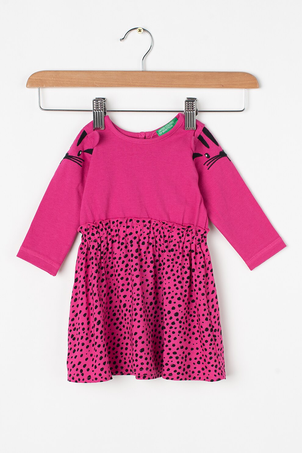 United Colors of Benetton,Rochie evazata cu imprimeu, Fucsia