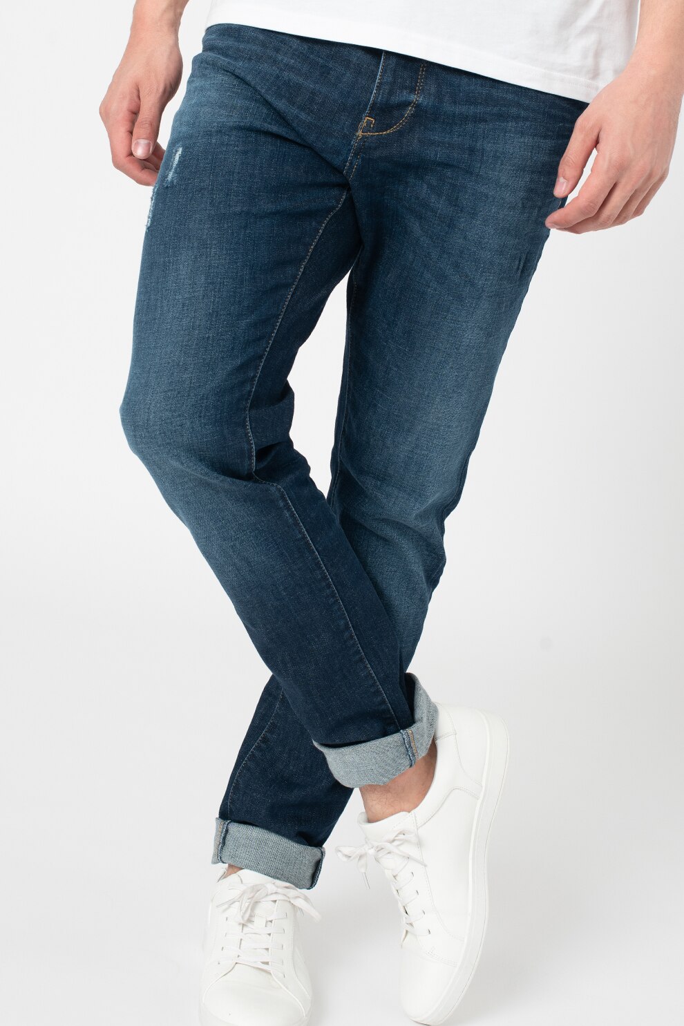 United Colors of Benetton, Blugi drepti cu aspect decolorat, Bleumarin, 31