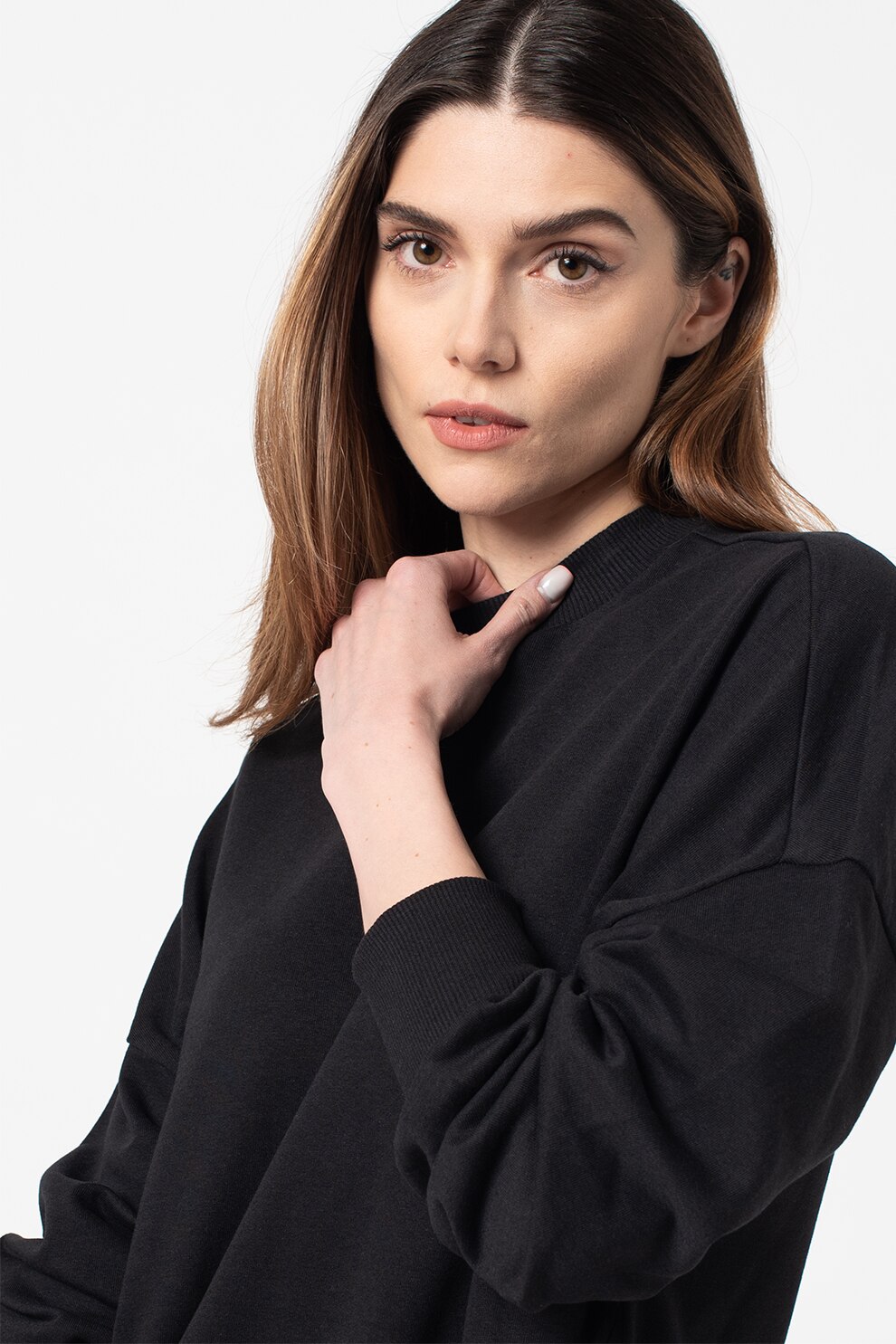 United Colors of Benetton, Rochie sport cu terminatie cu snur, Negru