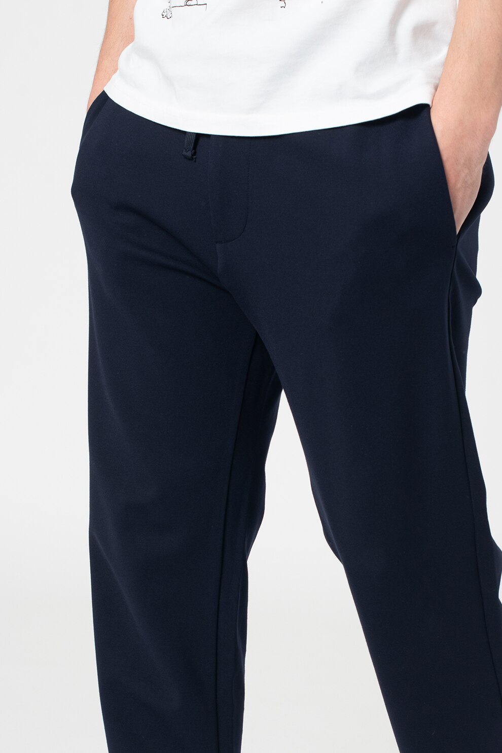 United Colors of Benetton, Pantaloni sport cu snur in talie, Bleumarin, L