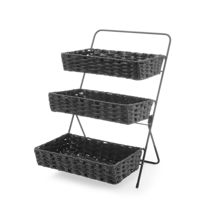 Stand 3 cosuri negre impletite 335x215x(H)80 mm inaltime stand (H)600mm