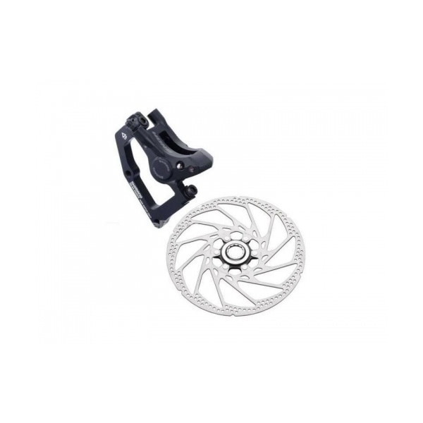 Set Etrier frana pe disc + rotor Shimano Hone Br-M601, fata, include Sm-Ma-F203P/S (Wire) pentru furca standard, placute metal, rotor sm-Rt62L, ambalat individual