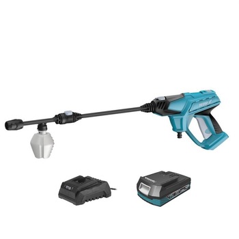 Aparat de spalat cu presiune 18 V, 35 Bar, cu accesorii + acumulator 2 Ah si incarcator inclus Aparat de spalat cu presiune 18 V, 35 Bar, cu accesorii + acumulator 2 Ah si incarcator inclus