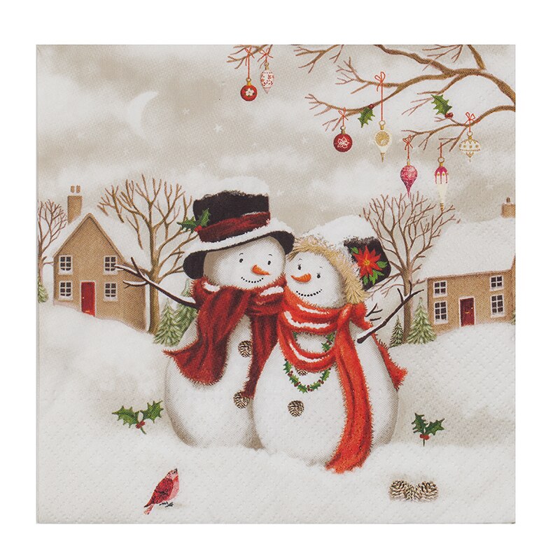 Servetele cu model om de zapada, Hartie 33x33 cm, 20 Buc/Pachet