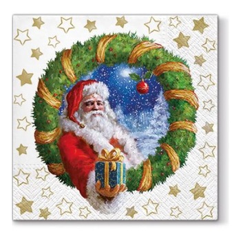 Servetele cu Mos Craciun cu cadou, Hartie 33x33 cm, 20 Buc/Pachet Servetele cu Mos Craciun cu cadou, Hartie 33x33 cm, 20 Buc/Pachet