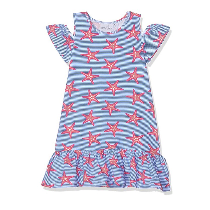 Rochie copii, Happy Girls, Cu stea de mare, Albastru, 4 ani, 104 cm