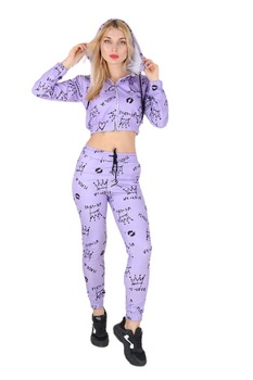 Compleu dama, imprimeu Love , culoare Mov Compleu dama, imprimeu Love , culoare Mov