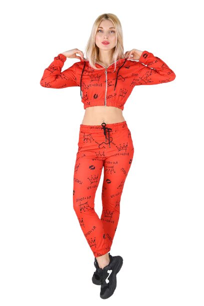 Compleu dama, imprimeu Love,culoare rosu
