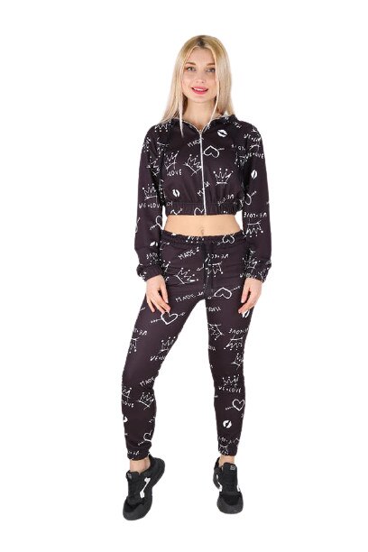 Compleu dama, imprimeu Love , culoare Negru