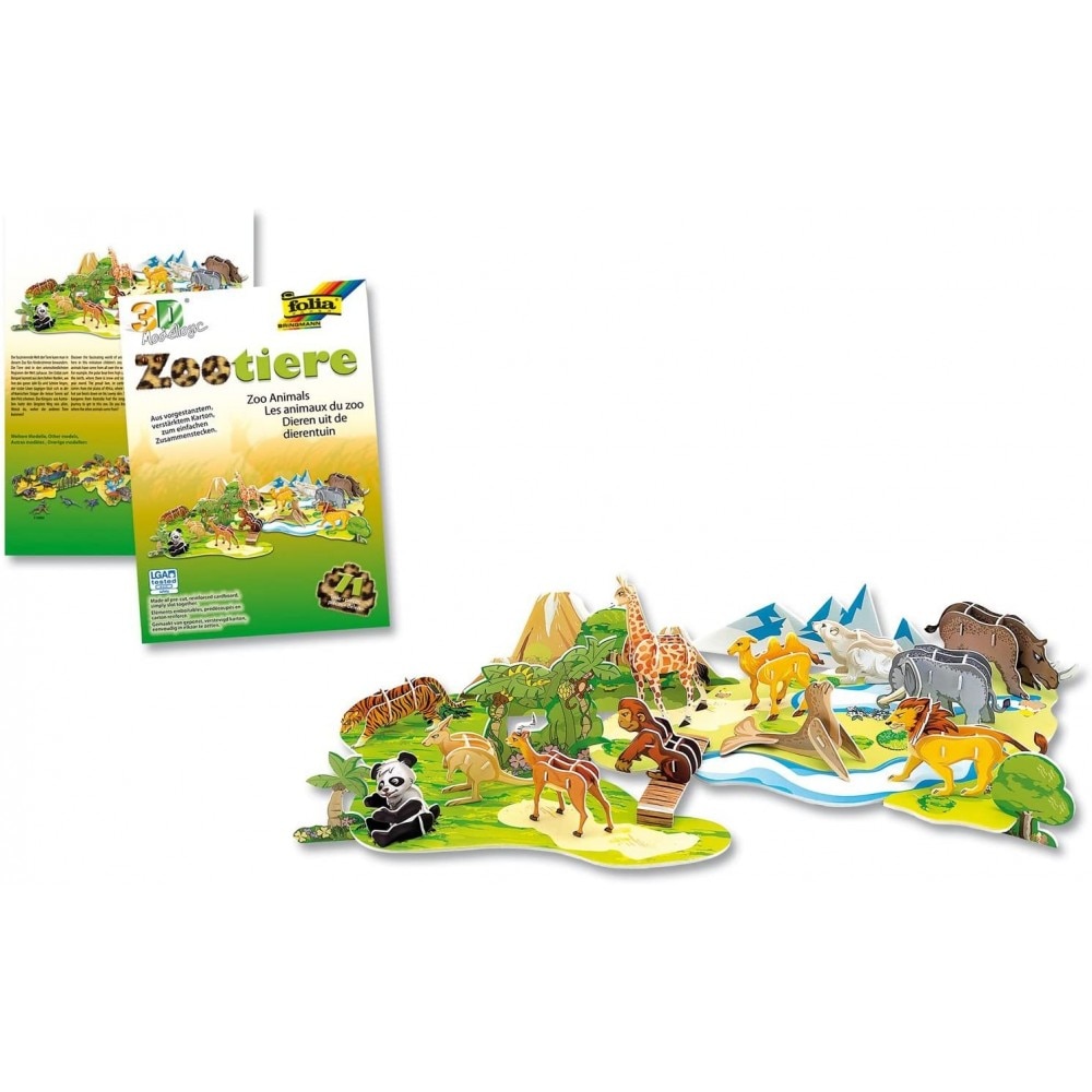 Model logic 3D animale din gradina zoologica, 71 piese Folia