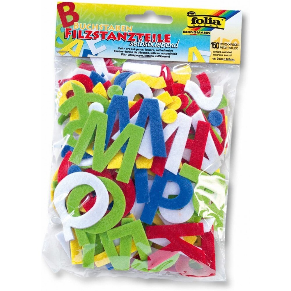 Set litere autoadezive din pasla, 150 bucati, culori asortate, Folia