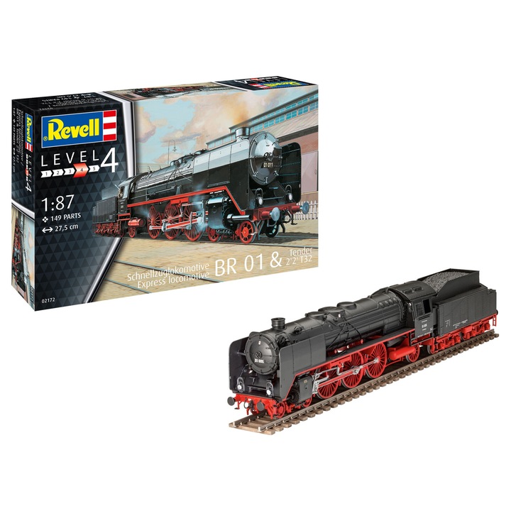 Macheta Locomotiva de construit Revell German Express Locomotive BR01&Tender 2'2'T32 1:87 REV 02172
