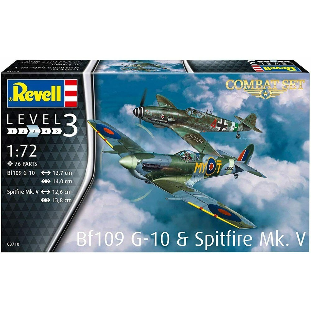 Set Figurine Kit de Asamblare Messerschmitt Bf109G-10 & Spitfire Mk.V (1:72)