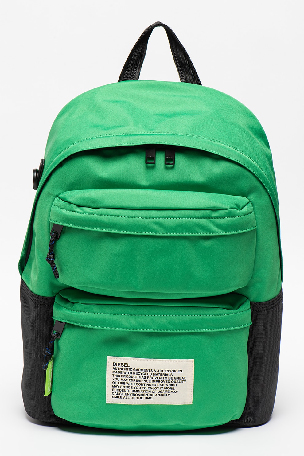 Diesel, Rucsac cu model colorblock cu buzunar externe Rodyo, Verde electric