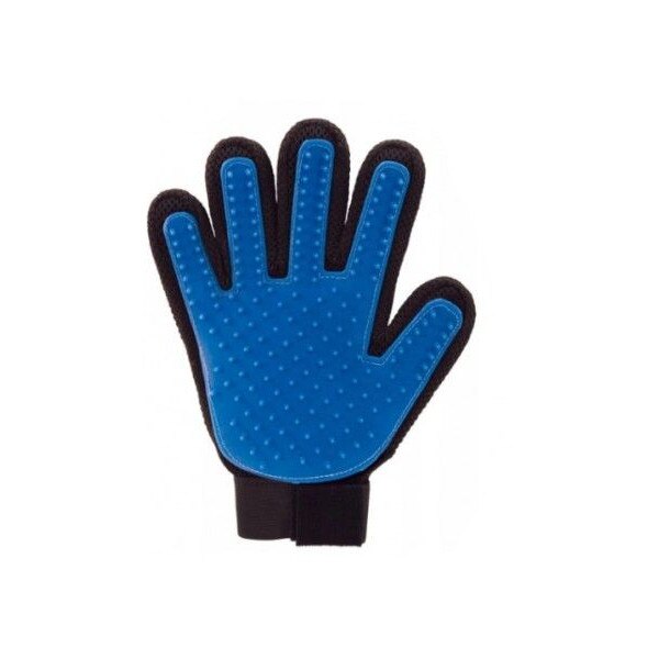 Perie tip manusa de ingrijire a animalelor de companie, albastru/negru