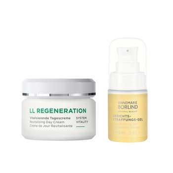 Set, Crema regeneranta de zi, 100% ingrediente naturale, 50 ml, Fluid cu efect de fermitate, 15 ml, Annemarie Borlind Set, Crema regeneranta de zi, 100% ingrediente naturale, 50 ml, Fluid cu efect de fermitate, 15 ml, Annemarie Borlind