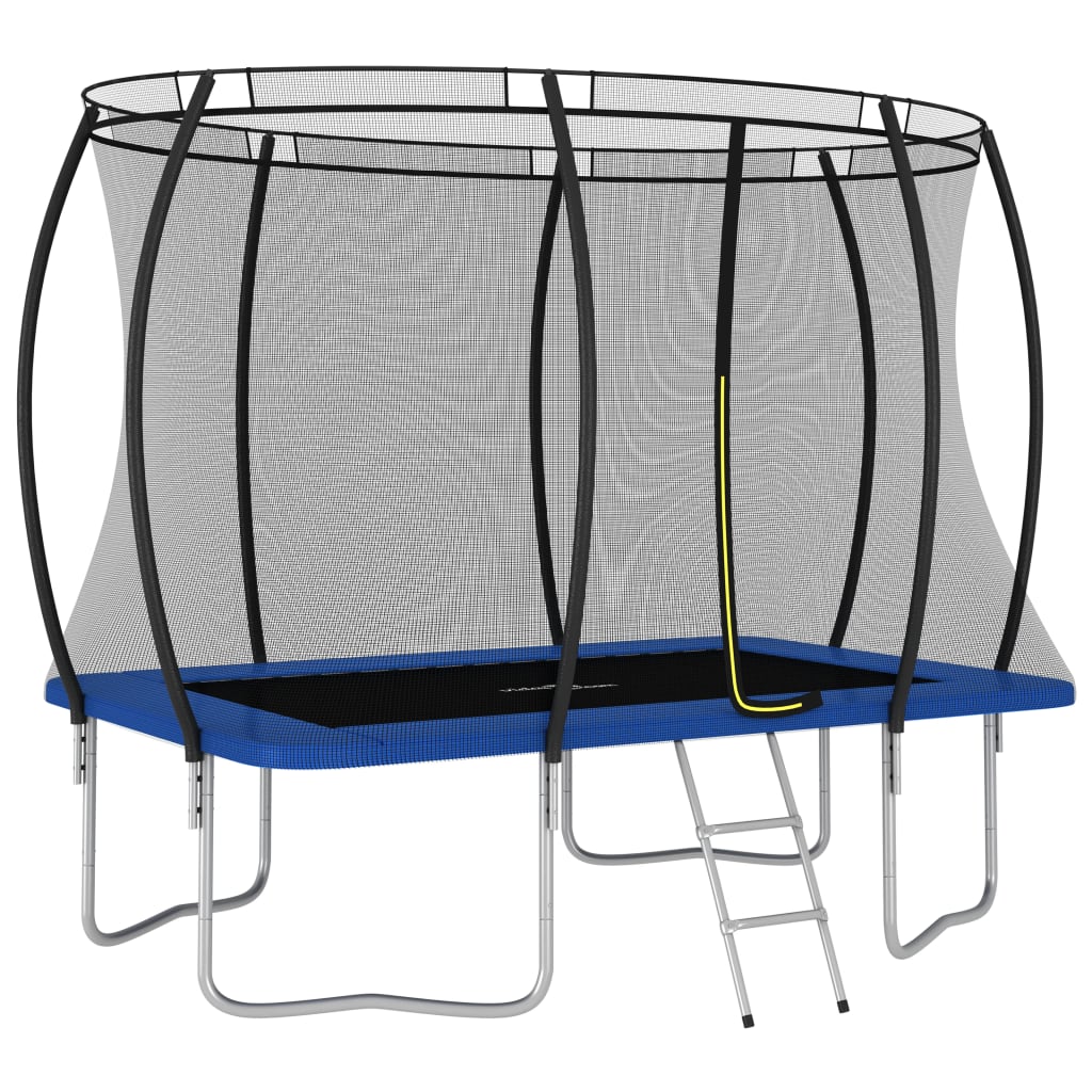 Set trambulina plasa, scara si copertina ploaie, vidaXL, Otel/Plastic, 274 x 183 x 76 cm, Negru
