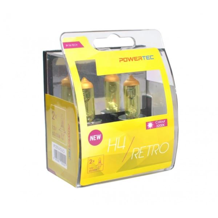 Set 2 becuri, M-Tech, H4, 12V, 60/55W, P43t, Galben