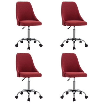 Set de 4 scaune de bucatarie, pe rotile, vidaXL, Textil, fier, placaj, 49 x 52,5 x (84,5-94,5) cm, Grena
