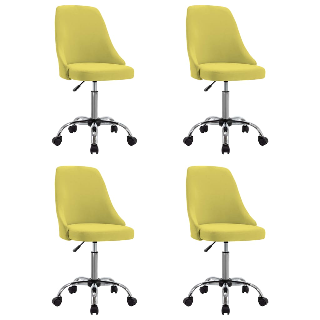 Set de 4 scaune de bucatarie, pe rotile, vidaXL, Textil, fier, placaj, 49 x 52,5 x (84,5-94,5) cm, Galben