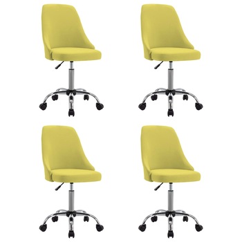 Set de 4 scaune de bucatarie, pe rotile, vidaXL, Textil, fier, placaj, 49 x 52,5 x (84,5-94,5) cm, Galben