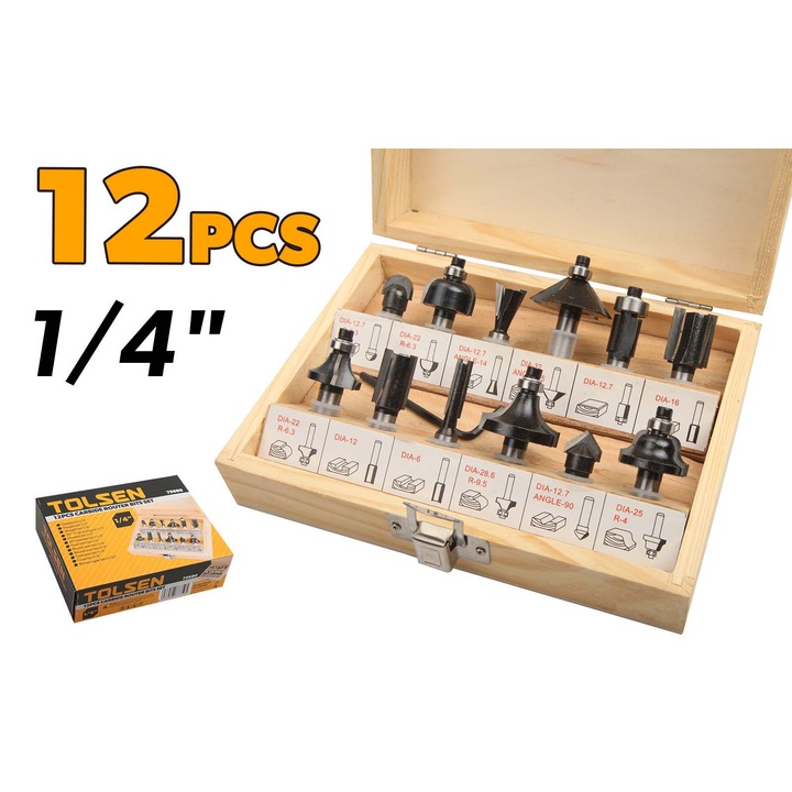 Комплект от 12 твърдосплавни накрайника за фрези