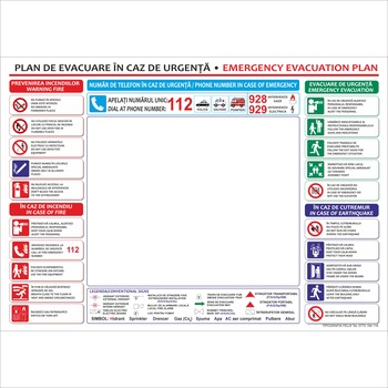 Plan de evacuare in caz de urgenta, Format A3 cu pictograme Plan de evacuare in caz de urgenta, Format A3 cu pictograme