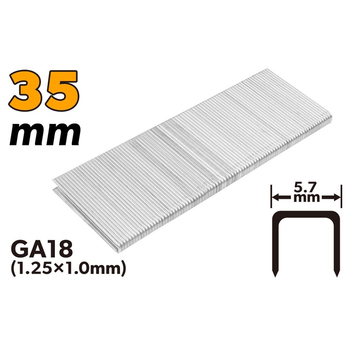 Set Capse TOLSEN AirXT pentru Capsator Pneumatic, 35mm, 18Ga (1.25x1.0mm), Coroana 5.7mm, Zincate, 5000 buc