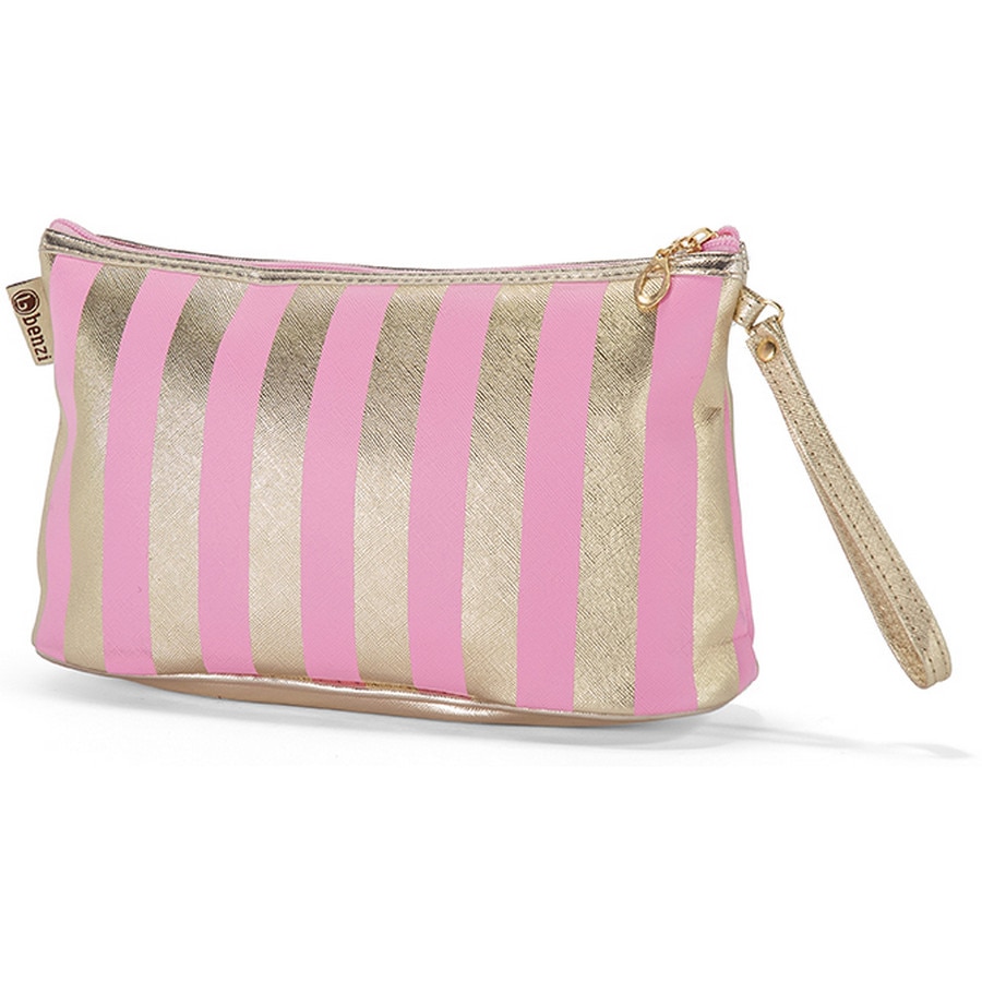 Geanta Cosmetice, PVC, Benzi, 27 x 16 x 8 cm, BZ 5310, Auriu/Roz