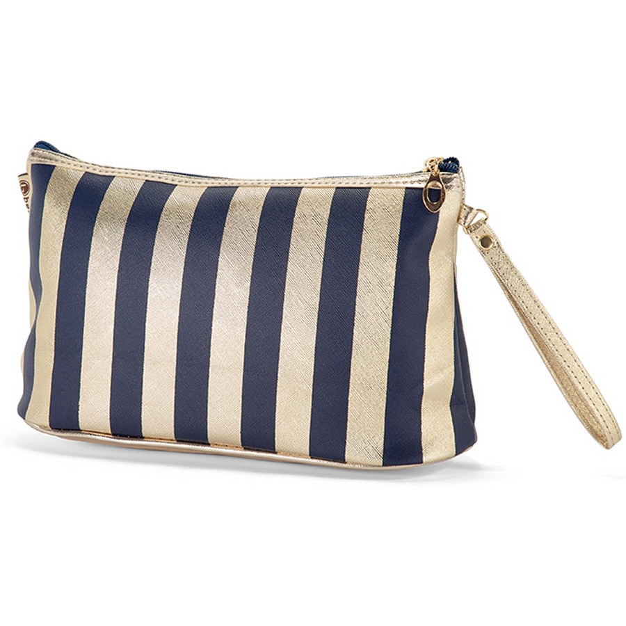 Geanta Cosmetice, PVC, Benzi, 27 x 16 x 8 cm, BZ 5310, Auriu/Bleumarin