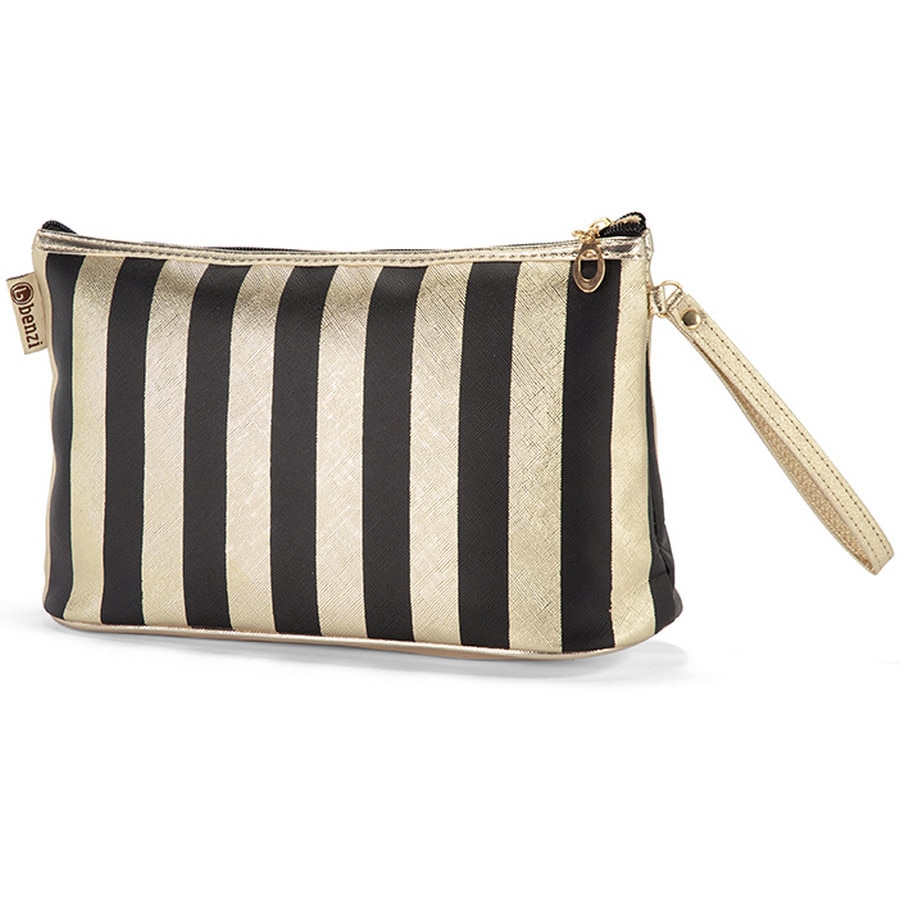 Geanta Cosmetice, PVC, Benzi, 27 x 16 x 8 cm, BZ 5310, Auriu/Negru