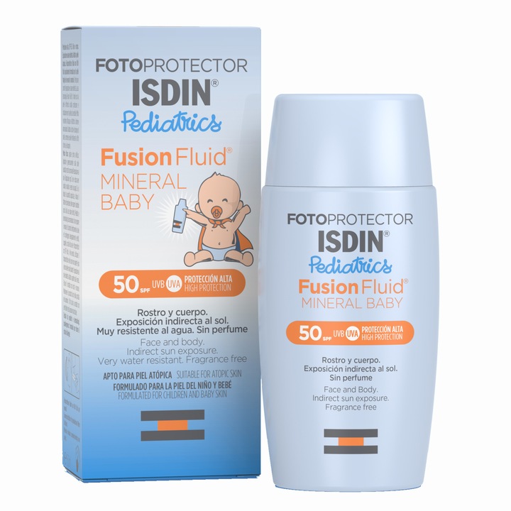 Fluid mineral pentru copii ISDIN Pediatrics, SPF 50+, pentru protectie solara, 50 ml