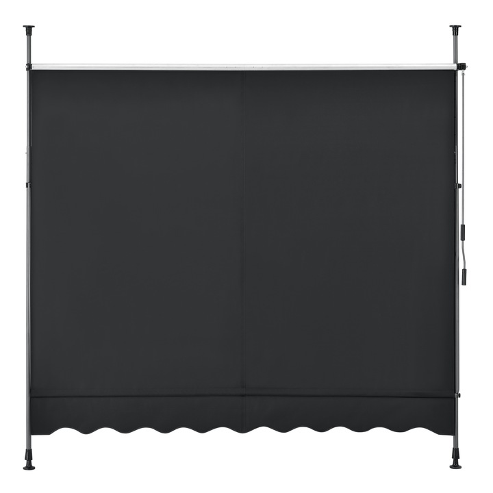 [pro.tec]® Teleszkópos napellenző feltekerhető napellenző terasz erkély árnyékoló acél/poliészter 350 x 120 x 200-300 cm, fekete