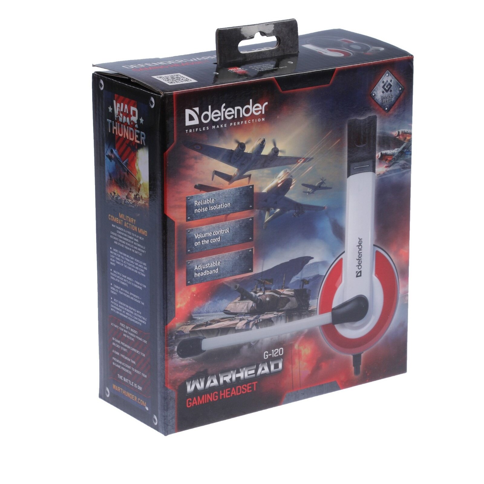 Casti gaming cu microfon Defender Warhead G-120, rosu+alb, cablu 2 m ...