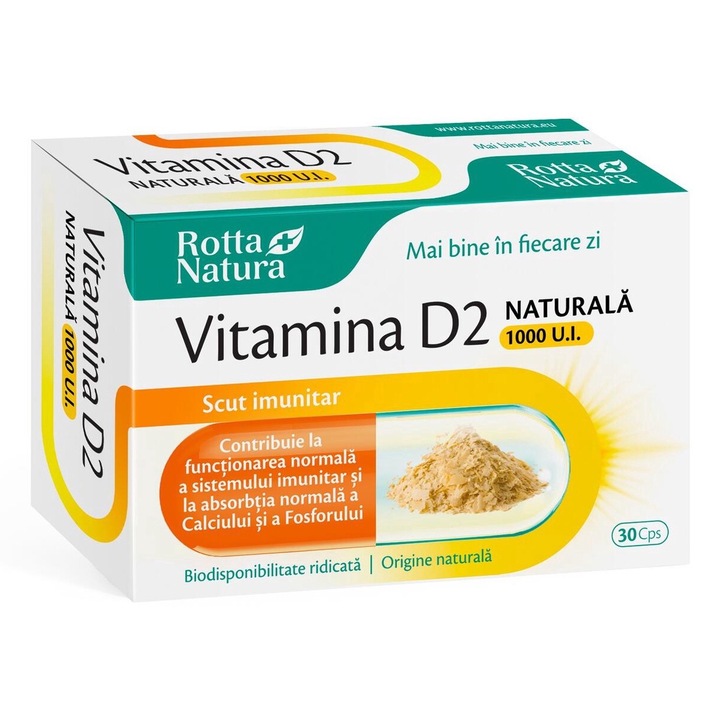 Vitamina D2 Naturala 1000 U.I., Rotta Natura, 30cps