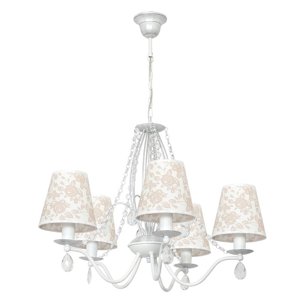 Lustra ESL Secret, 5x40W, E14, Metal/Textil, Alb