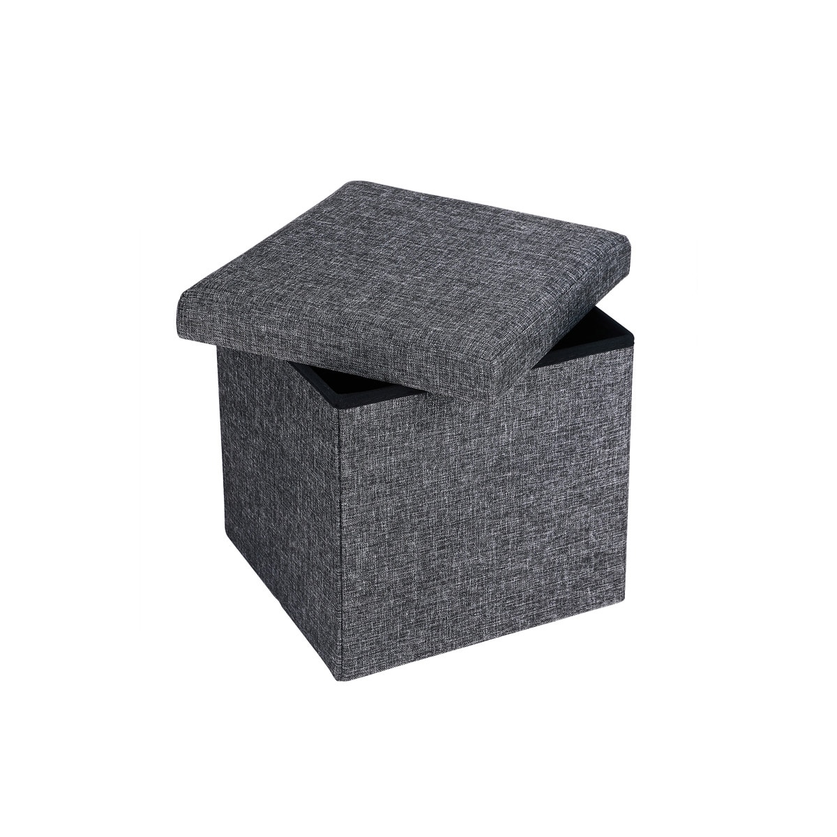 Taburet cu spatiu depozitare 40 L, Pliabil, Gri, 38 x 38 x 38 cm