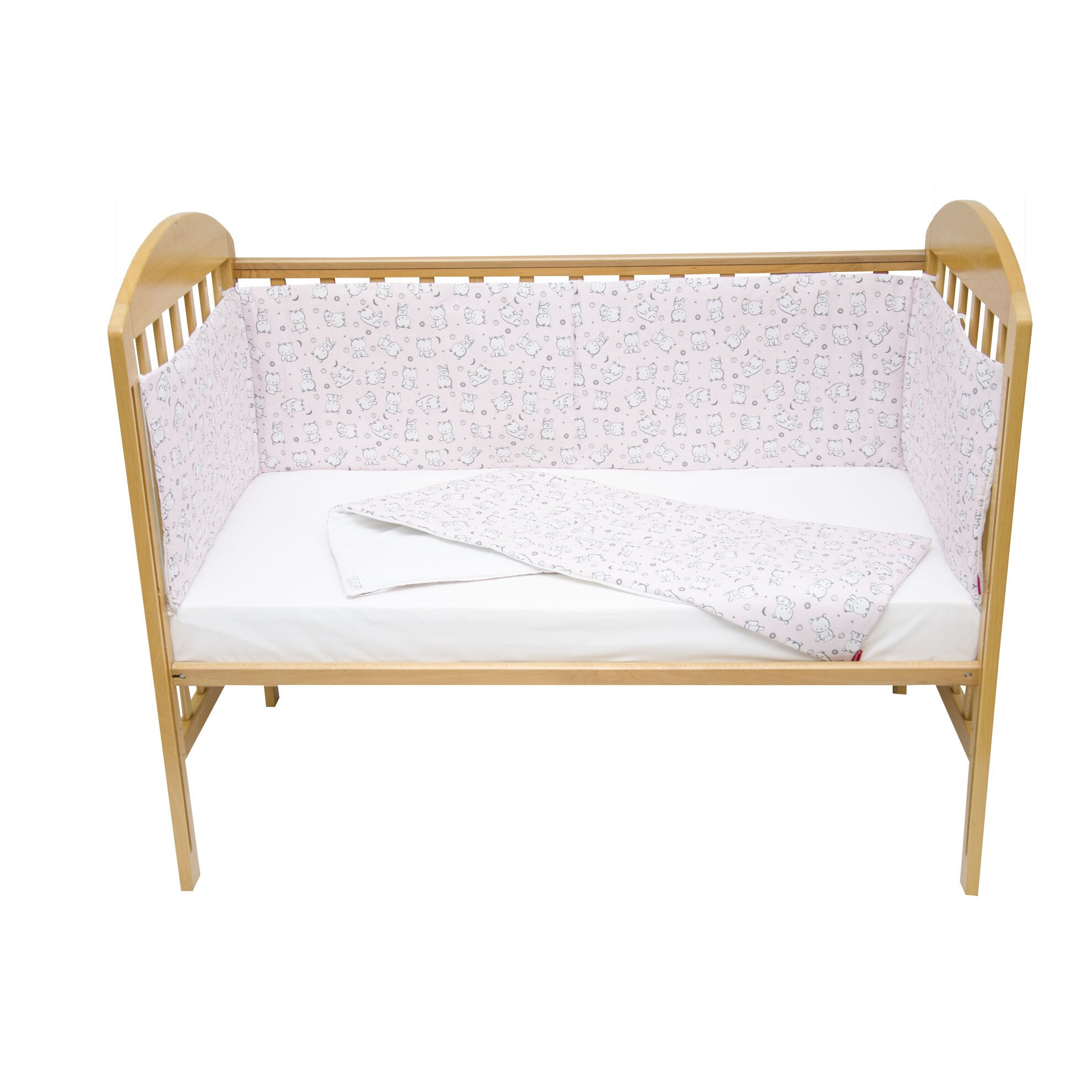 Set protectii patut 70 x 140 cm Baby Bear roz