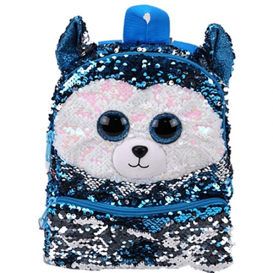 Ghiozdan Ty Plush, Catelul Husky Slush, cu paiete reversibile, multicolor
