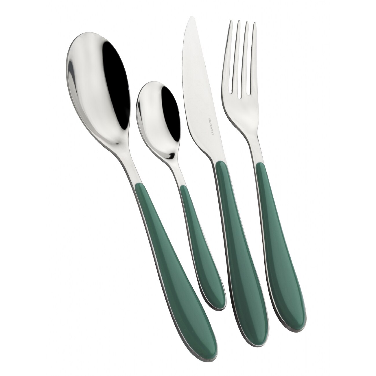 Set 24 tacamuri Casa Bugatti, Gioia, design modern, elegant, pentru 6 persoane, material premium, cutie de prezentare, finisaj lucios, verde inchis