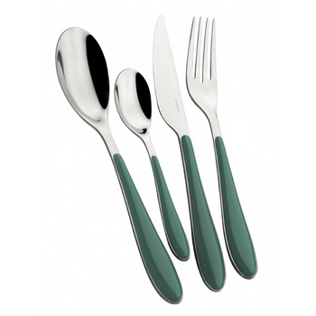 Set 24 tacamuri Casa Bugatti, Gioia, design modern, elegant, pentru 6 persoane, material premium, cutie de prezentare, finisaj lucios, verde inchis Set 24 tacamuri Casa Bugatti, Gioia, design modern, elegant, pentru 6 persoane, material premium, cutie de prezentare, finisaj lucios, verde inchis