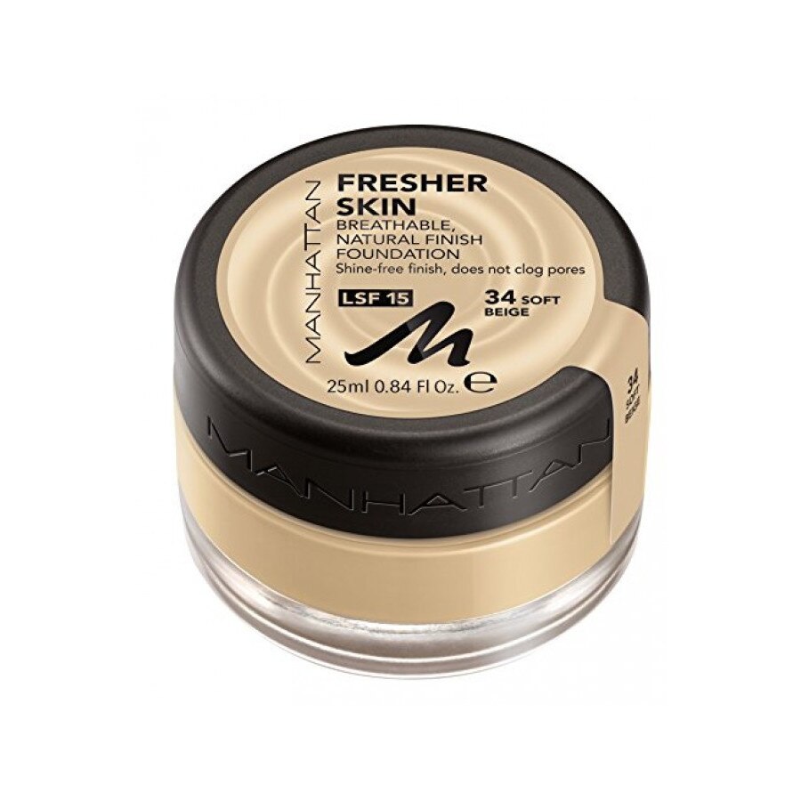 Fond de ten Manhattan Fresher Skin Foundation Make Up, 034 Soft Beige, 25ml