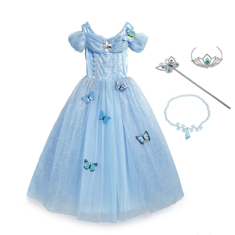 Set costum carnaval fete Cenusareasa cu bagheta, coronita , colier, 6-7ani