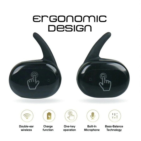 Casti King Y30 TWS Blutooth 5.0 cu anulare a zgomotului, HiFi 3D Stereo Sunet, Microfon, Touch Control, Rezistent la transpiratie, Negru
